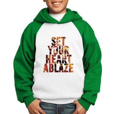 Imagem de Moletom Infantil Set your heart ablaze - Foca na Moda, Branco, Verde, 