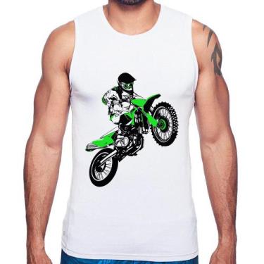 Imagem de Regata Motocross Jump Verde - Foca na Moda, Branco, GGG