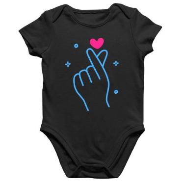 Imagem de Body Bebê Algodão Mini coração coreano - Foca na Moda, Preto, P
