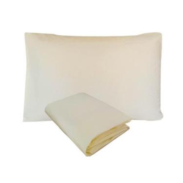 Imagem de Kit Fronha e Lençol de Elástico Solteiro 78cm Beliche Percal 200 Fios 