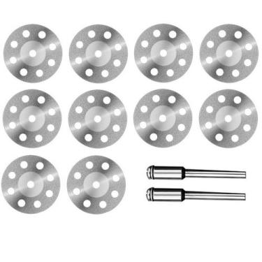 Imagem de Kit 10 discos diamantado 22mm Retifica Dremel + 2 hastes - E-San