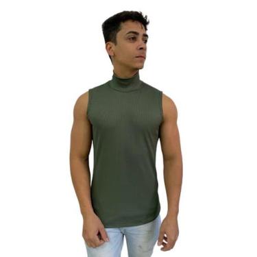 Imagem de Regata Masculina Gola Alta Camiseta Cacharrel Canelada - Execução Jean