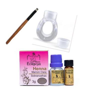 Imagem de Henna Sobrancelhas Eclépcya Marrom Clara 3g + Anel + Pincel , 0