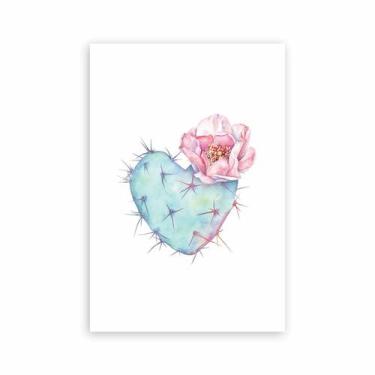 Imagem de Placa Decorativa Cacto e Coração MDF 20x30cm - Quartinhos