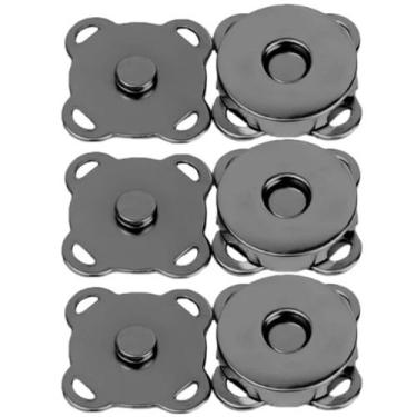 Imagem de Kit 3 Botões Magnéticos 18mm Fecho Imantado Preto P/ Costurar imã - Fa