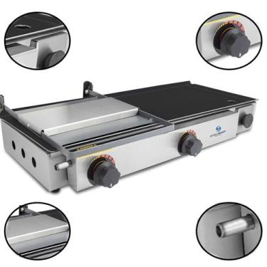 Imagem de Chapa Gás Lanche Hamburguer 2 Bocas 30x70 C/ Abafador - Spaçoshop
