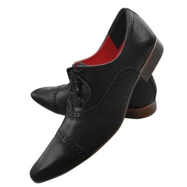 Imagem de Sapato Masculino Italiano Em Couro Preto Fosco Laser Ref: 506 - ART SA
