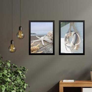 Imagem de Kit 2 Quadros Coleção Praia- Boia e Estrela Mar 33x24cm - com vidro - 