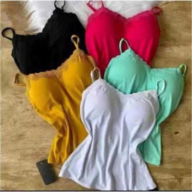 Imagem de Kit 5 Blusinha Renda Com Bojo Alcinha Regulavel - BC Girls, Sortida, M