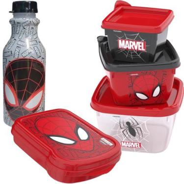 Imagem de Kit Lanche Escolar Infantil Homem Aranha C/ Garrafinha 500ml - Plasúti