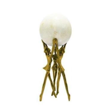 Imagem de Escultura Enfeite Base Medieval Dourado c Bola Cristal Luxo - LUXdécor