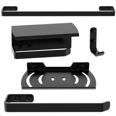 Imagem de Kit Acessórios Para Banheiro Preto Fosco 5 Peças Zmt - CromoShop