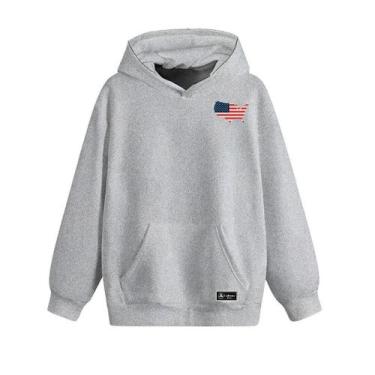 Imagem de Blusão Moletom Canguru Eua Infantil Personalizado com Capuz e Bolso - 