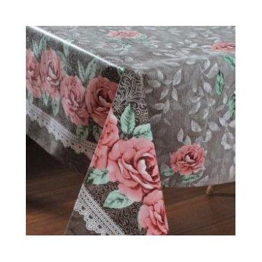 Imagem de Toalha De Mesa Termica Plastico Impermeavel Floral Vermelha Veneza 2,2