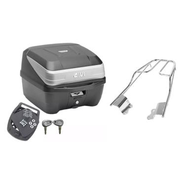 Imagem de Kit Baú Moto 33L Givi + Bagageiro Fazer 150 2015 2016 2017 2018 Projétil 1º Linha