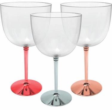 Imagem de Kit 50 Taça De Gin Base Metalizada 450ML - Mpfest, Dourado 