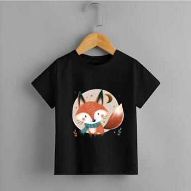 Imagem de Camiseta Infantil Unissex Raposa Personalizada Delicada 100% Algodão -