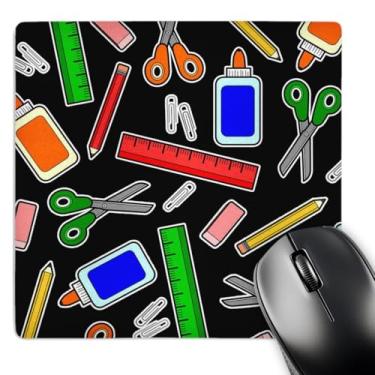 Imagem de 3dRose Materiais escolares de cores primárias de desenho fofo - preto - mouse pad, 20 x 20 cm (mp_77581_1)