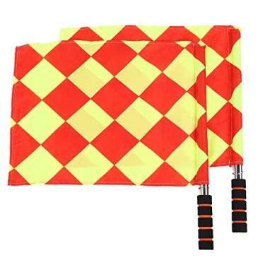 Imagem de Bandeira do árbitro de Futebol, 2 Unidades, Com Bolsa de Armazenamento, Vermelho Amarelo para Partida Esportiva, Haste de Metal à Prova D'água, Alça de Esponja Ajustável, Alta