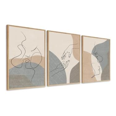 Imagem de Quadro Decorativo casal silhueta moderno luxo Sala Quarto casal Com Moldura vidro (Moldura Branca, 60x80, Com Vidro)