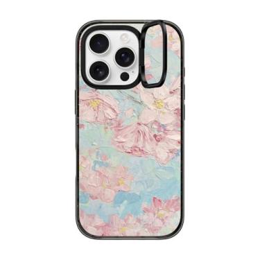 Imagem de CASETiFY Capa com suporte de anel de impacto para iPhone 16 Pro - Yoshino Cherry Blossoms - Preto Transparente