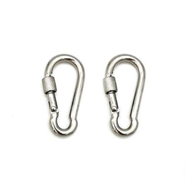 Imagem de Gancho de pressão de mola de mosquetão 316 de aço inoxidável resistente com trava de parafuso - pacote com 2 unidades de prata de 1/4 polegada, genérico