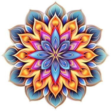 Imagem de Placa Mandala Energética Parede Decorativa Círculo Floral Espiritualidade Reflexão Budista Meditação Energia Positiva