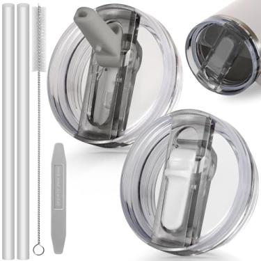 Imagem de ANTAND Tampa flip de canudo à prova de vazamento de 1,134 g para acessórios de copo Stanley de 1,134 g, pacote com 2 tampas de substituição sem derramamento 1,134 g Tampa de tampa removível para