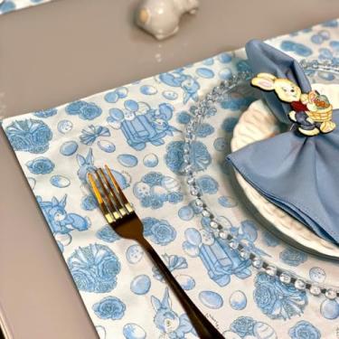 Imagem de Kit 6 Jogos Americanos com 6 Guardanapos e 6 Pg Páscoa Colorido Póa (COELHINHO AZUL - GUARDANAPO AZUL BEBE - PG COELHO TRADICIONAL)