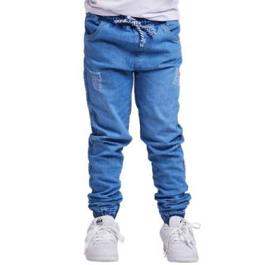 Imagem de Calça Jogger Infantil Juvenil Menino - Daze Modas, Jeans claro, 8
