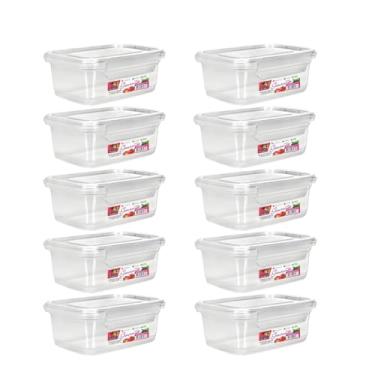 Imagem de Kit 10 Potes Marmita Fitness 750ml Travas Freezer Microondas