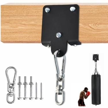 Imagem de ECEOCC Gancho para saco de pancadas resistente - Suporte giratório de 360° para boxe, Muay Thai, balanços de ioga e redes - Suporte universal para teto/parede/feixe - Inclui mosquetão e gancho