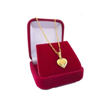 Imagem de Colar com Pingente Coração e  Corrente Veneziana  folheada a ouro 18  