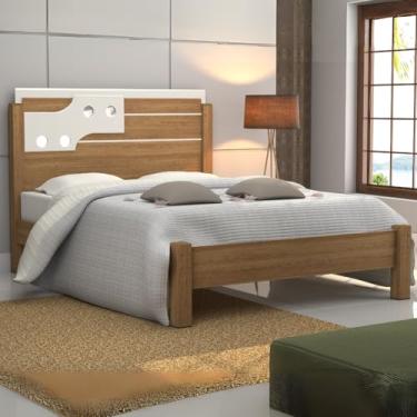 Imagem de Cama Luiza em MDF de Casal p/Colchões 1,88cm com Estrado Resistente e Moderno - Bege