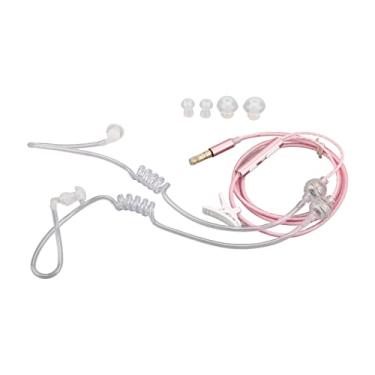 Imagem de Fone de ouvido com tubo de ar de 3,5 mm, fone de ouvido binaural portátil, fone de ouvido com tubo para redução de ruído de laptop e tablet (Rosa)
