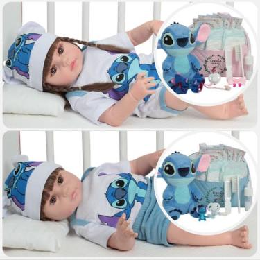 Imagem de Bebê Reborn Realista Gêmeos Casal Stitch Bolsa Acessórios - Cegonha Re