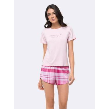 Imagem de Pijama Manga Curta com Short - Veggi, Rosa, G, Feminino