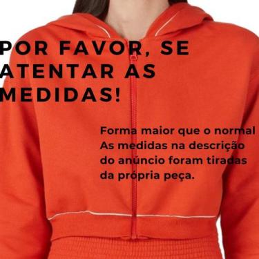 Imagem de Jaqueta Feminina Cropped em Moletom com Capuz Malwee, GG, Laranja
