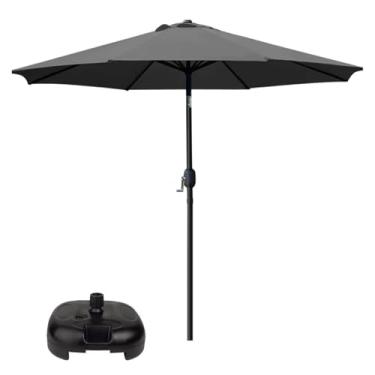 Imagem de Ombrelone 3 metros Com Base Manivela Articulado Maresias Para Piscina Cinza Preto - AMZ