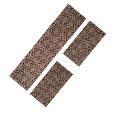 Imagem de Kit Passadeiras Tipo Carpete Moderno Estampada Marrom Flor Clean 3pçs 