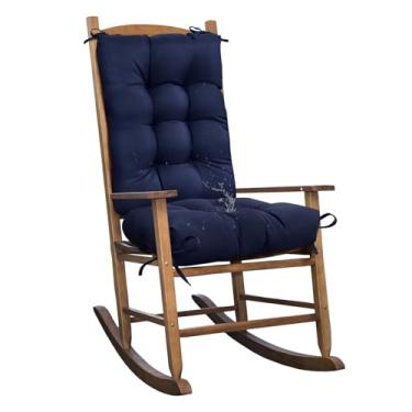 Imagem de TESICA Conjunto de 1 almofada de cadeira para ambientes internos e externos, impermeável, com encosto alto, almofada macia para cadeira de pátio, para espreguiçadeira, reclinável, azul marinho