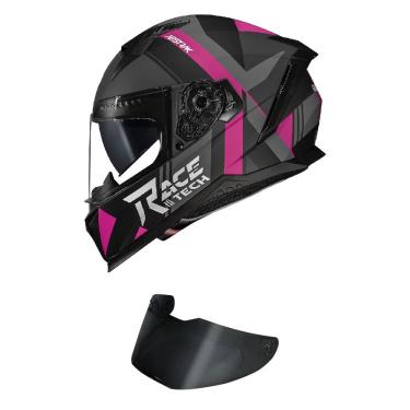 Imagem de Capacete Race Tech Volt Abstrak Preto e Rosa Mais Viseira Fumê