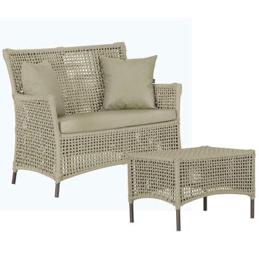 Imagem de 1 Sofá E Mesa Igapó Alumínio Marrom Corda Náutica E7 Trama Rami