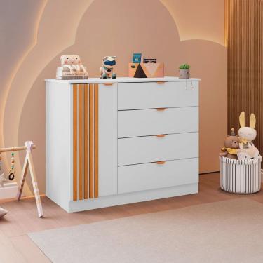 Imagem de Cômoda Infantil Ayla 1 Porta 4 Gavetas 100% Mdf