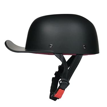 Imagem de Woljay Capacete de beisebol vintage aberto para motocicleta meio capacetes retrô masculino e feminino para Chopper Cruiser Street Scooter Boné de ciclomotor Jet - Certificado DOT (GG, preto fosco)