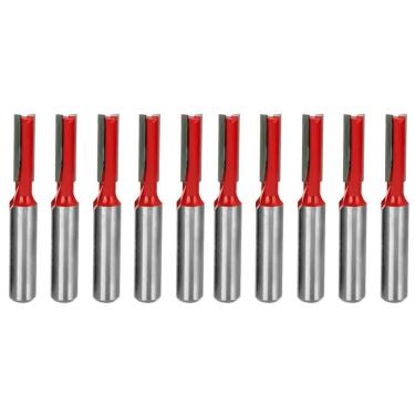 Imagem de Kit 10 Fresas Retas 6Mm Haste 6Mm Corte Duplo Madeira Tupia