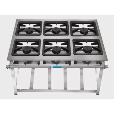 Imagem de Fogão Industrial 6 Bocas 30x30 Alta Pressão P5 Em Aço Inox