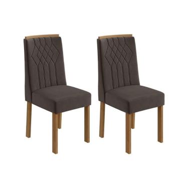 Imagem de Kit 2 Cadeiras De Cozinha Exclusive 2 Un Amendoa Suede Marrom Lopas