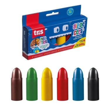 Imagem de Giz de Cera Infantil Super Jumbo Gizão Meu 1º Giz 6 Cores Tris