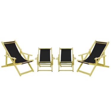 Imagem de Kit 4 Espreguiçadeiras 2 Adulto E 2 Infantil-preto